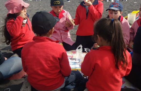 LOS ESTUDIANTES ELEVAN COMETAS. EN MES DE LA PATRIA