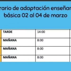 Horario de adaptación enseñanza básica